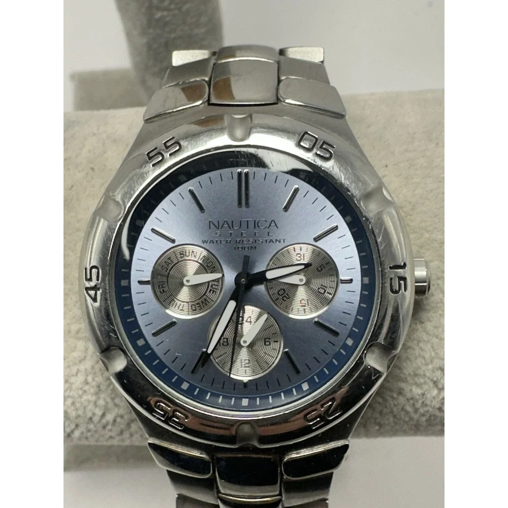 Nautica‎ Steel 10075G New Battery Mens Watch 38MM 7.25